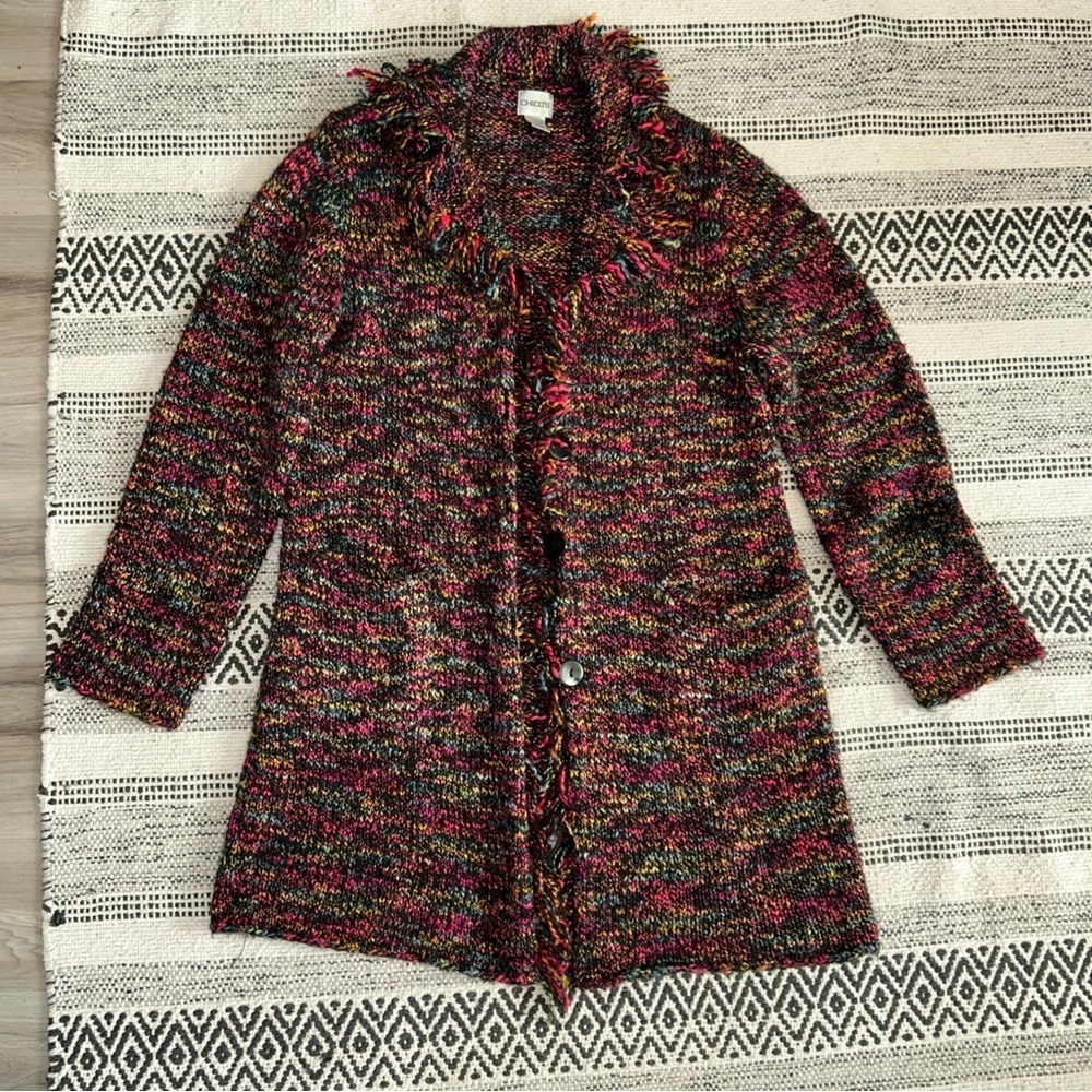 Chico's Multicolor Knit Teddy Jacket